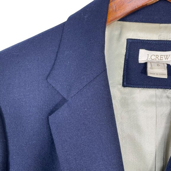 J.Crew Factory Wool-Blend Navy Blue Two-Button Blazer Size 6 Tailored Jacket - Picture 6 of 16
